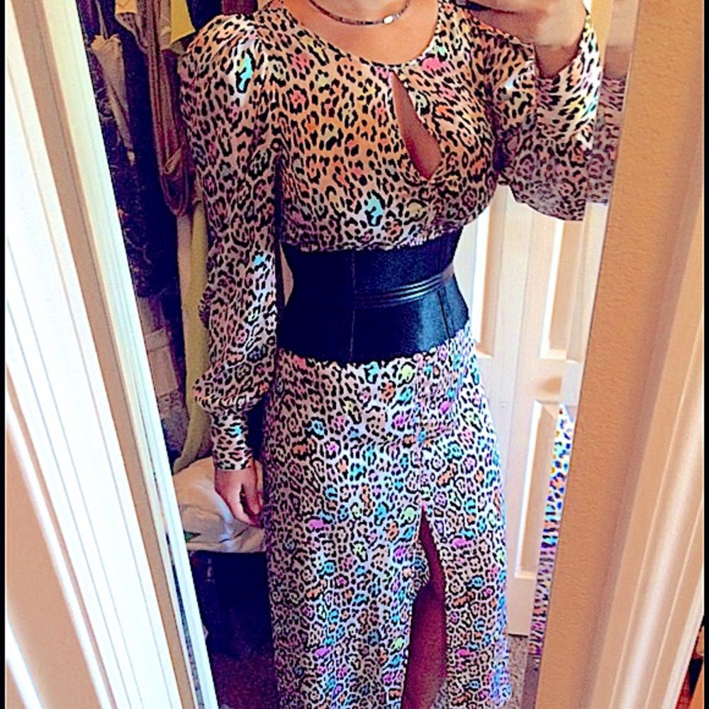 BCBG Silky Multicolored Cheetah Maxi